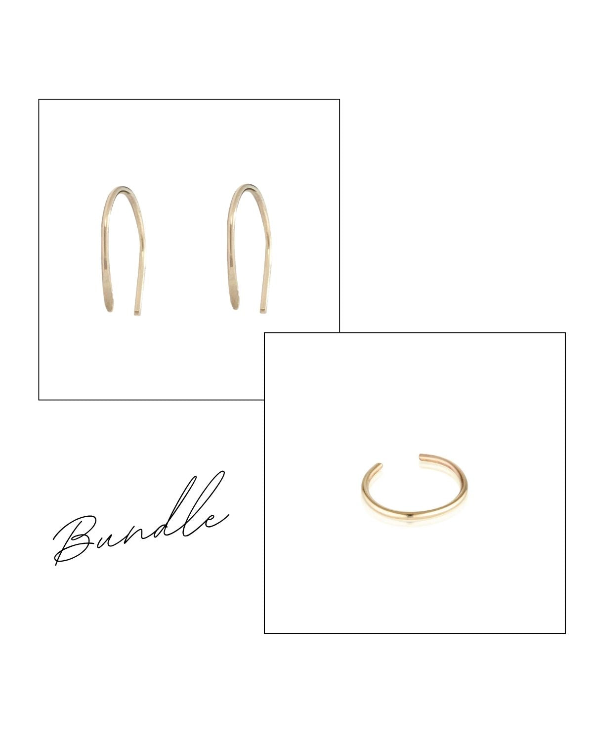 Arc Earrings &amp; Fine Ear Cuff Set