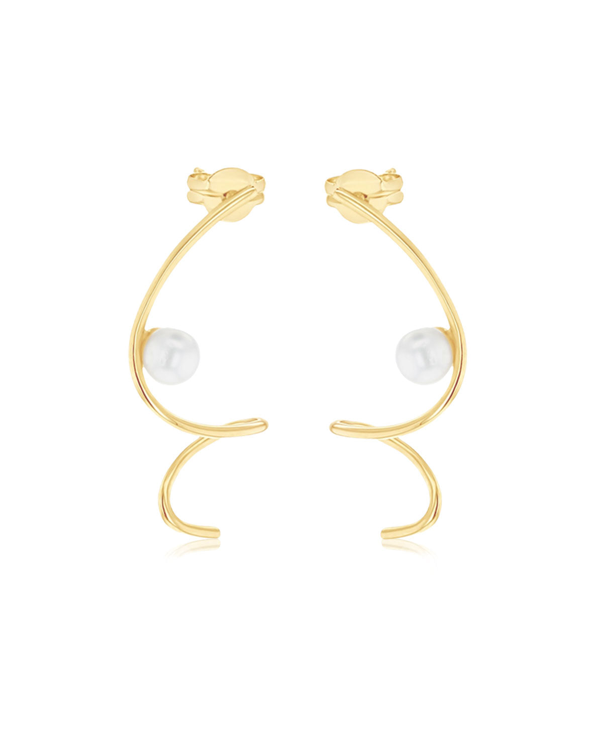 (Pair) Squiggle Pearl Earrings