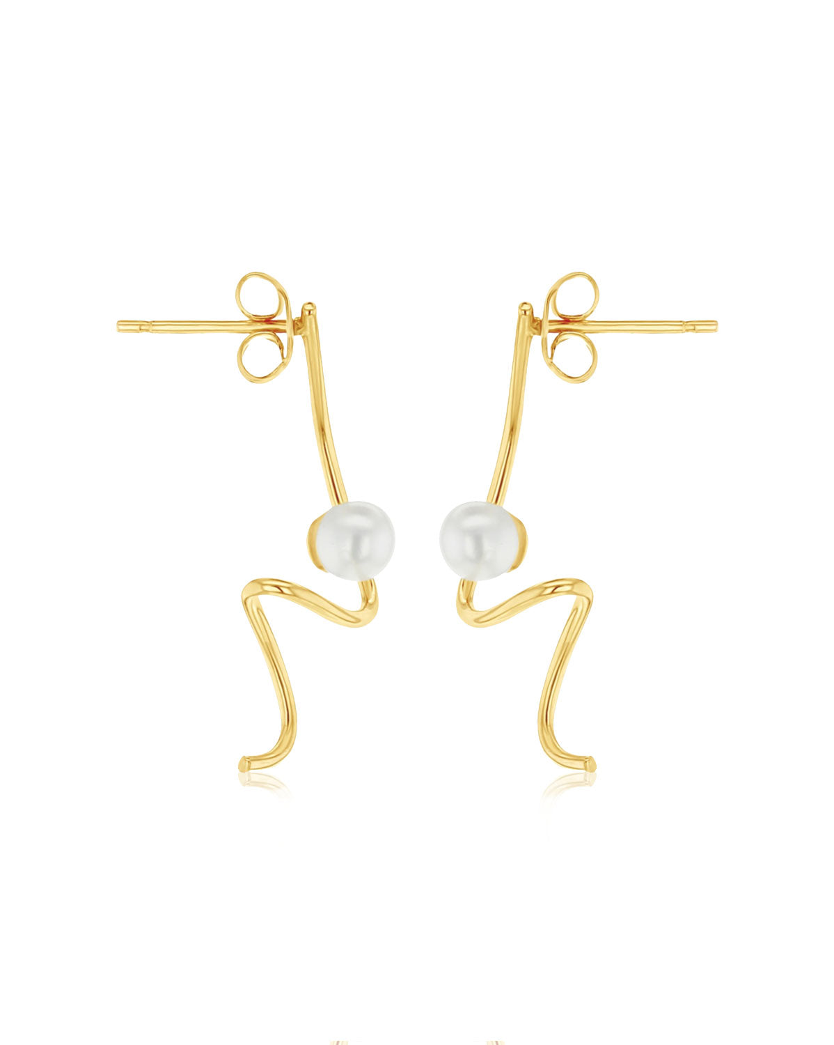 (Pair) Squiggle Pearl Earrings