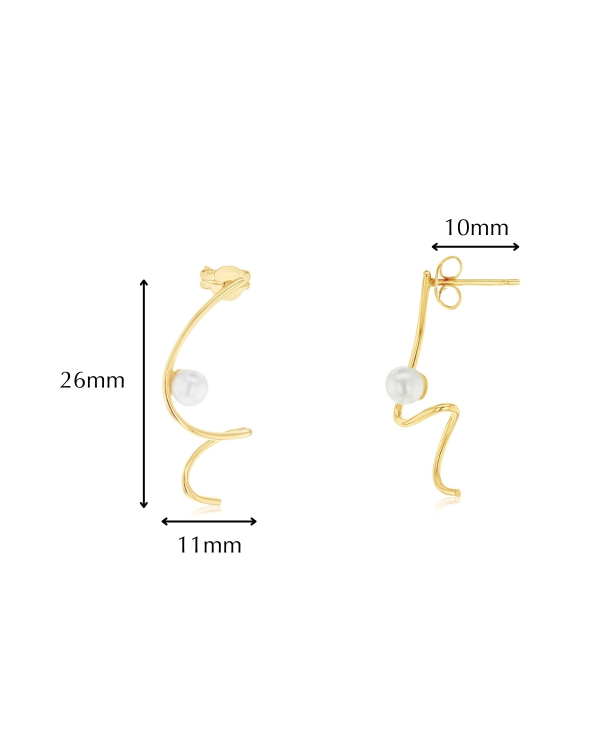 (Pair) Squiggle Pearl Earrings