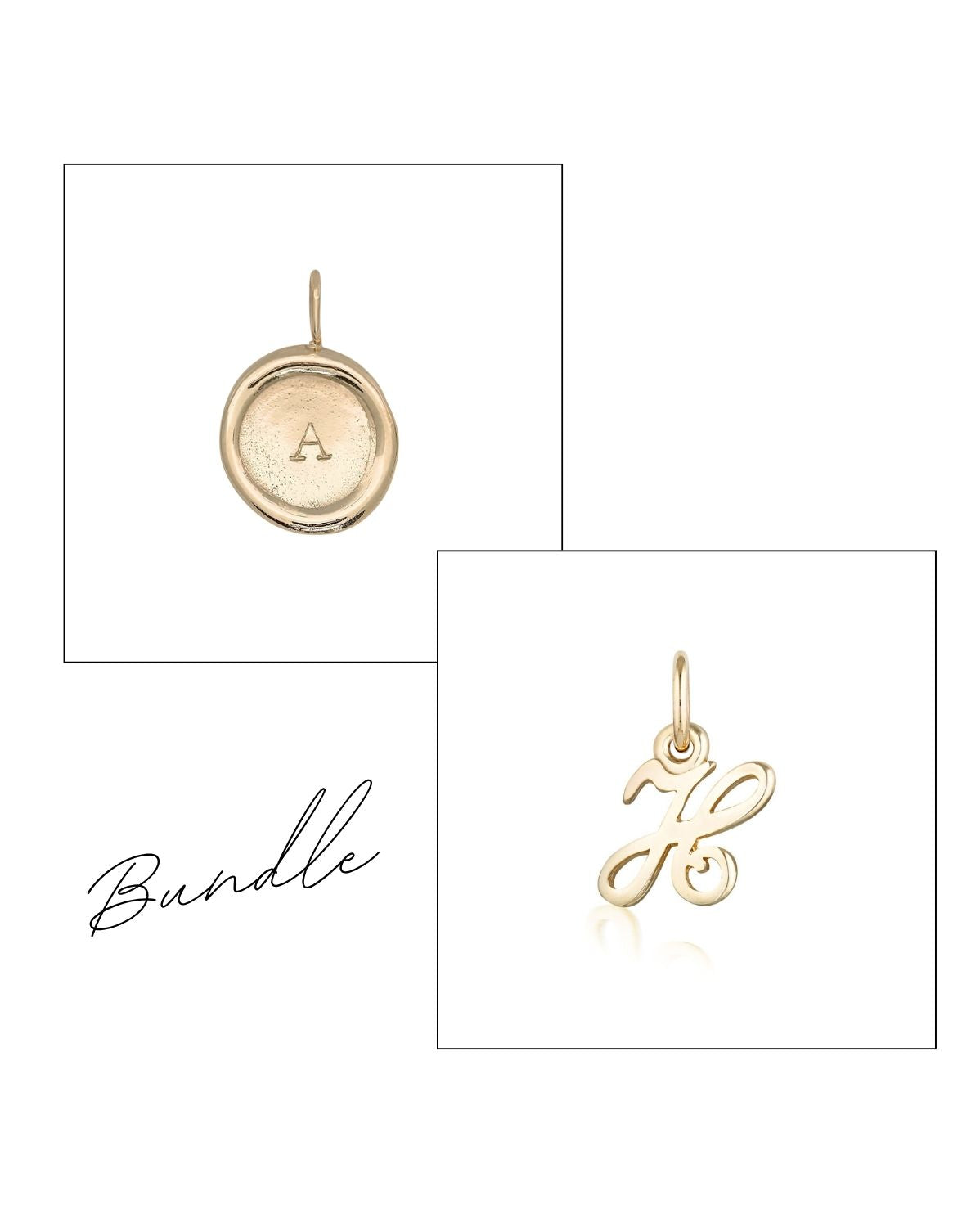 Seal &amp; Script Letter Pendants Set