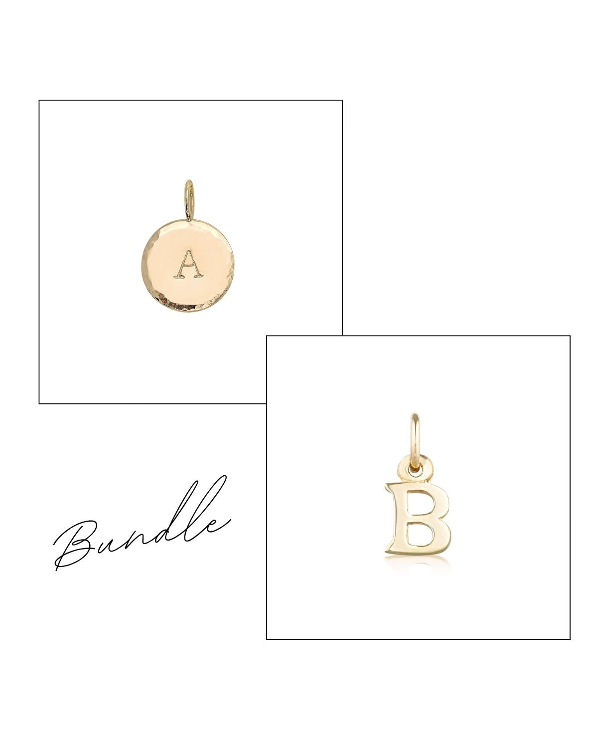 Halo &amp; Block Letter Pendants Set