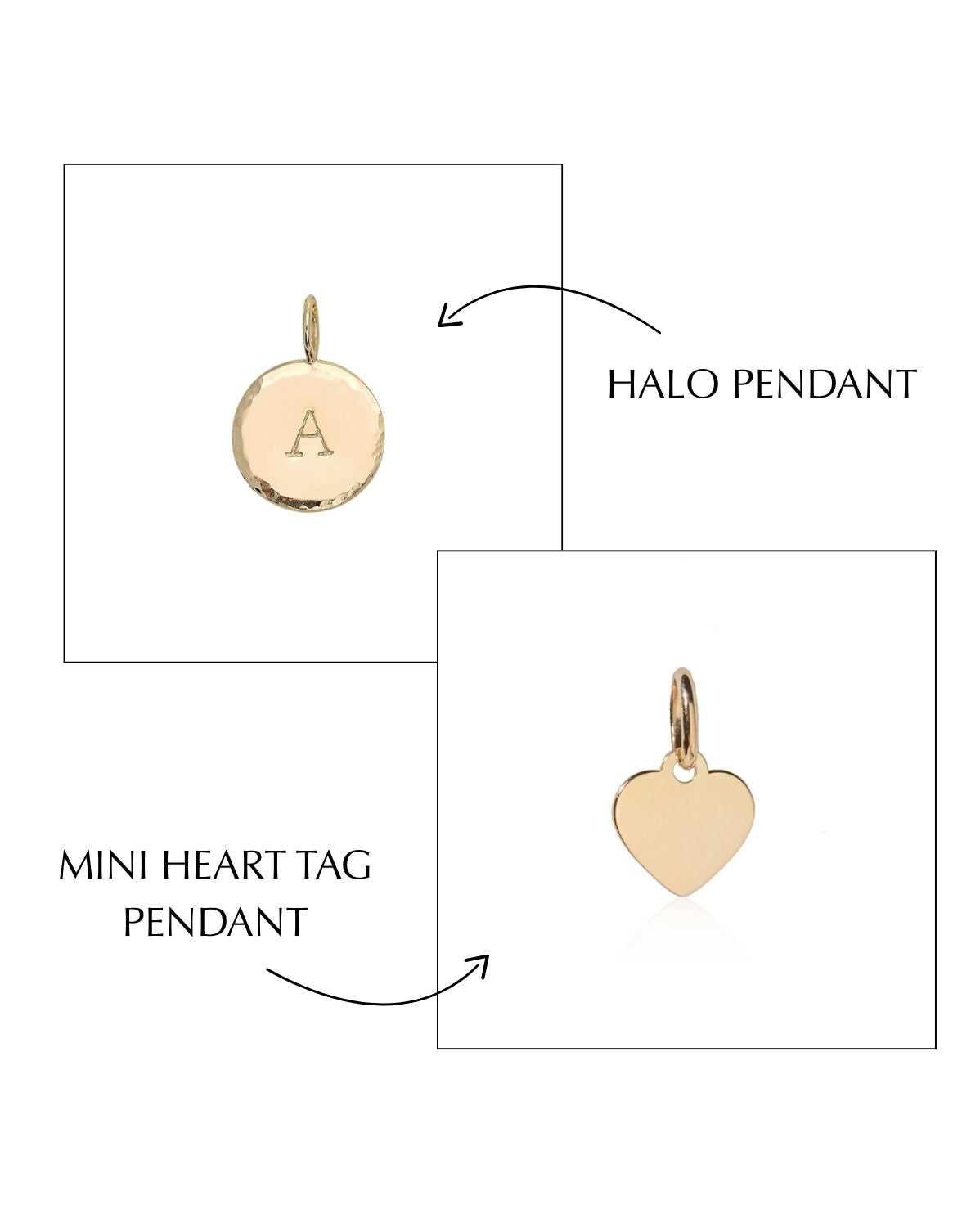 Mini Heart Tag &amp; Halo Pendants Set