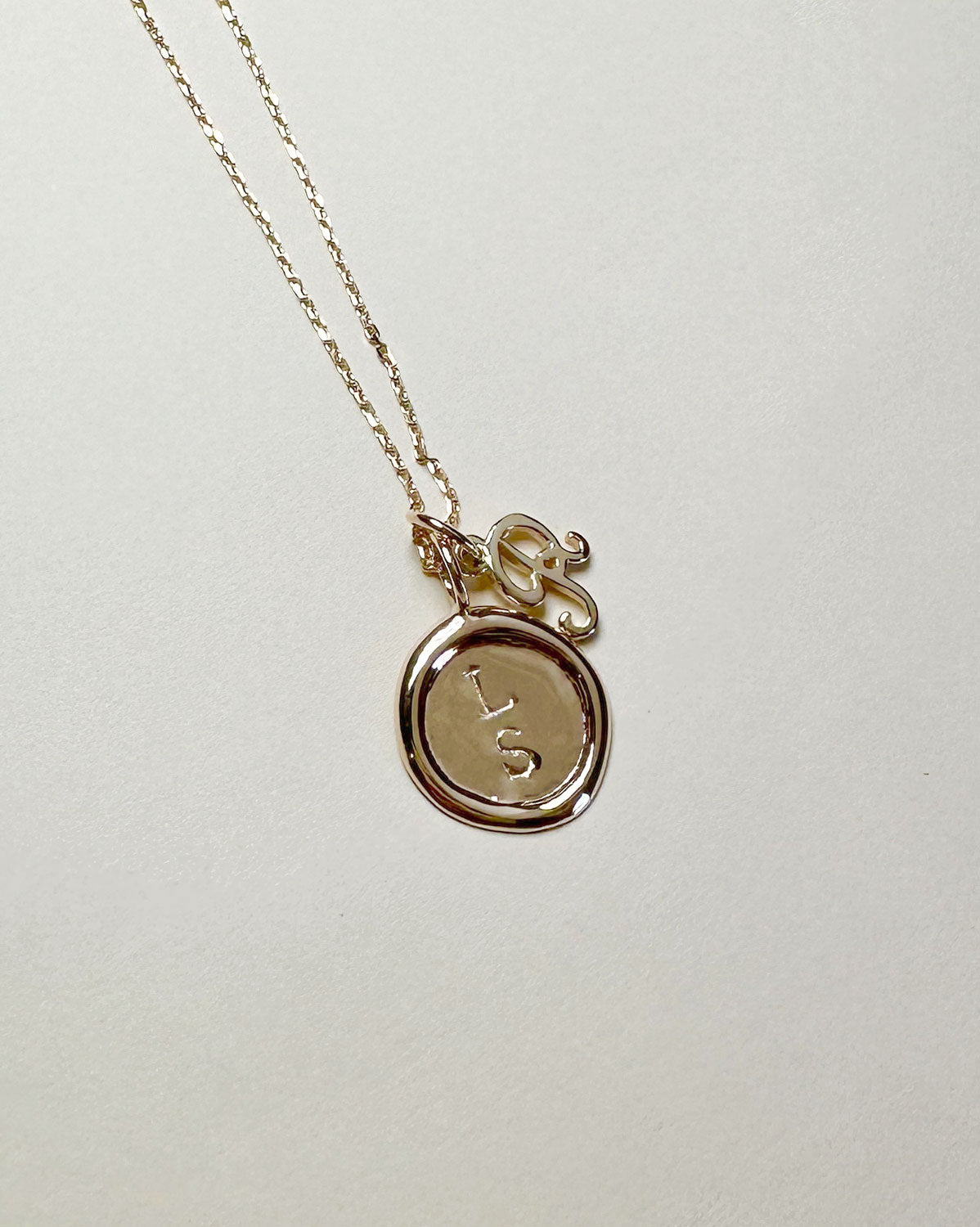 Seal &amp; Script Letter Pendants Set
